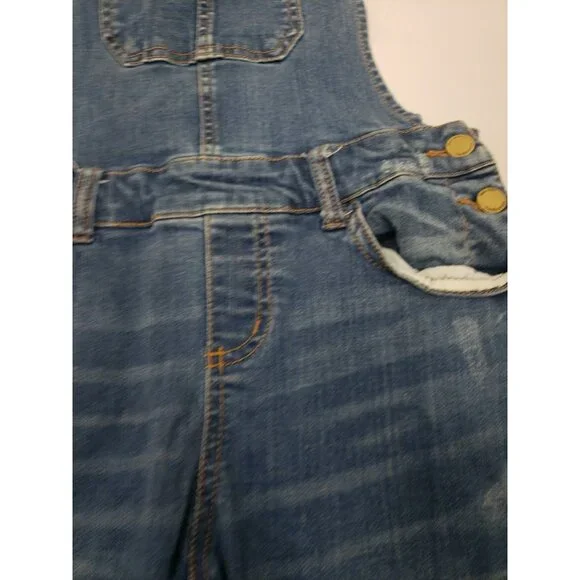 WAX JEAN Basic Denim Women's Distressed Blue Overalls 6 Pockets Size Medium - Picture 4 of 16